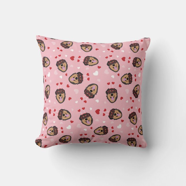 Cute Love Dog Pink Red Throw Pillow (Front)