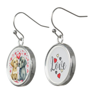 Cute love dogs hearts earrings