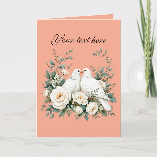 Cute love doves customizable card (Front)