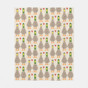 Cute Love Ducks Pattern   Ducks Holding Hands Fleece Blanket