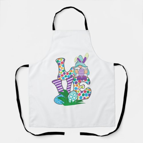 Cute Love Easter Bunny Egg Hunting Easter Gnome Apron