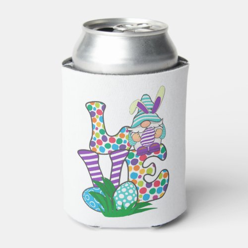 Cute Love Easter Bunny Egg Hunting Easter Gnome Can Cooler
