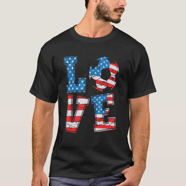 Cute Love Football Usa Flag Women Girls Football_1 T-Shirt (Front)