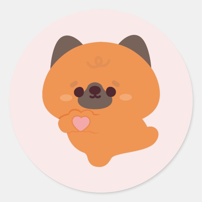 Cute Love German Shepherd Puppy Classic Round Sticker (Front)