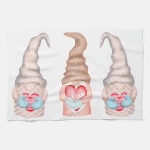 Cute Love Gnomes Valentines Holiday Kitchen Towel