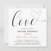 Cute Love Gold Heart Modern Bridal Shower Invitation (Front)