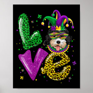 Cute Love Golden Doodle Dog Mask Plaid Leopard Mar Poster