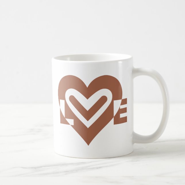 Cute Love Graphic Chocolate Brown Coffee Mug (Right)
