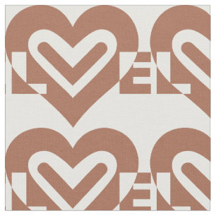 Cute Love Graphic Chocolate Brown Fabric