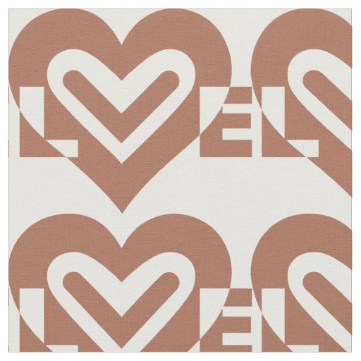 Cute Love Graphic Chocolate Brown Fabric