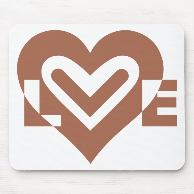 Cute Love Graphic Chocolate Brown Mouse Pad (Front)