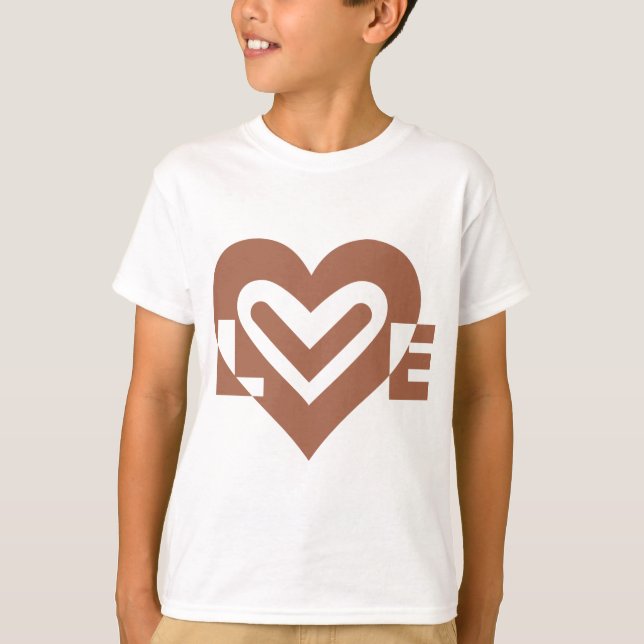 Cute Love Graphic Chocolate Brown T-Shirt (Front)