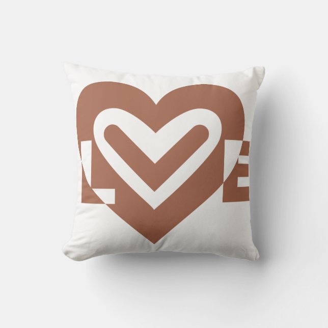 Cute Love Graphic Chocolate Brown Throw Pillow (Front)