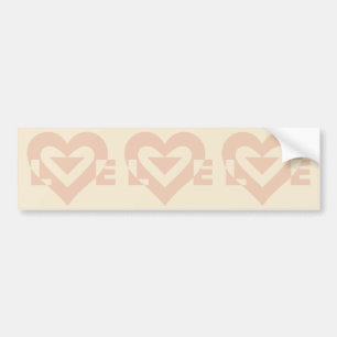 Cute Love Graphic, Cream Beige Bumper Sticker
