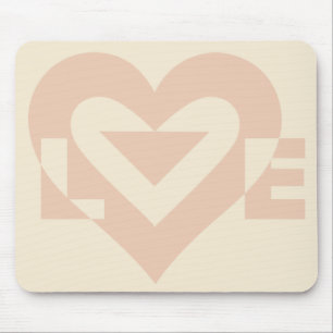 Cute Love Graphic, Cream Beige Mouse Pad