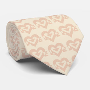Cute Love Graphic, Cream Beige Neck Tie