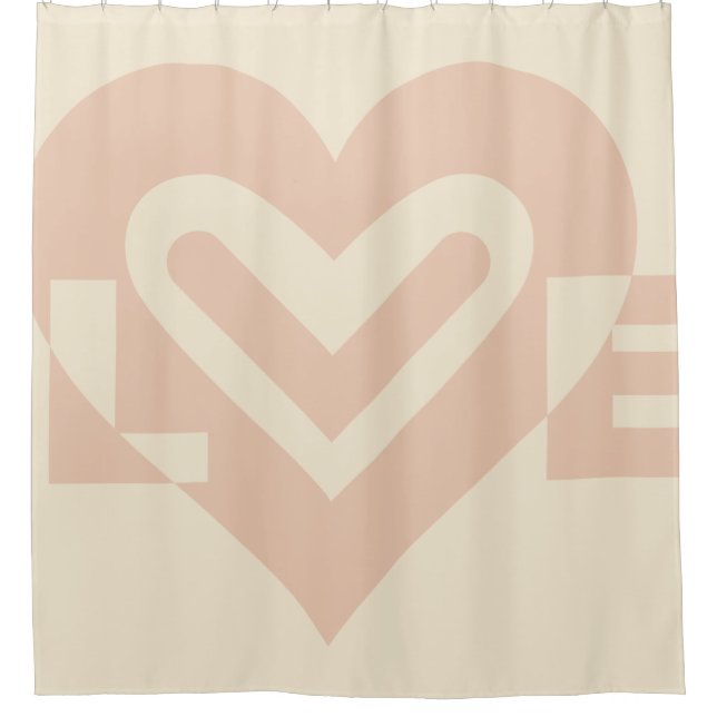 Cute Love Graphic in Beige Shower Curtain (Front)