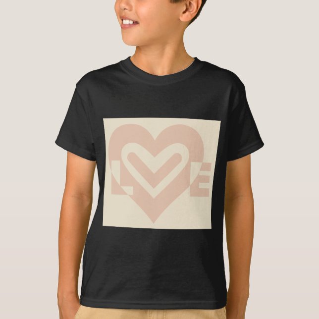 Cute Love Graphic in Beige T-Shirt (Front)