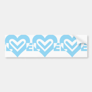 Cute Love Graphic in Blue Bumper Sticker