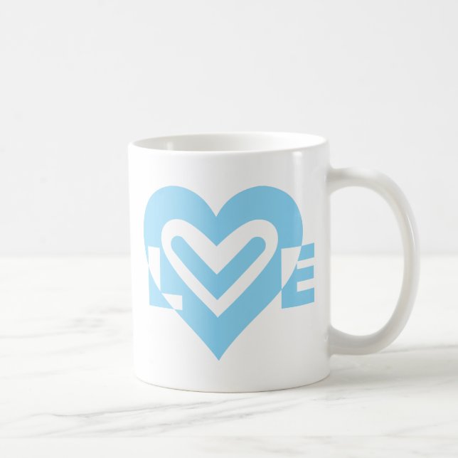Cute Love Graphic in Blue Coffee Mug (Right)