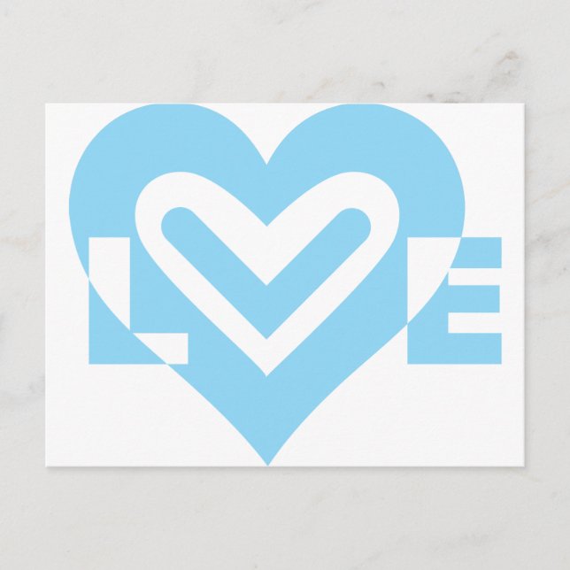 Cute Love Graphic in Blue Postcard (Front)