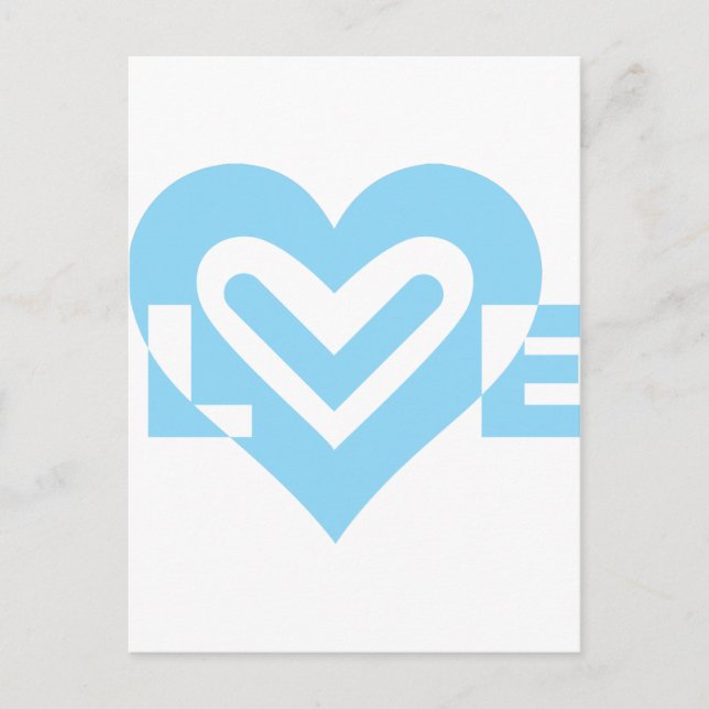Cute Love Graphic in Blue Postcard (Front)