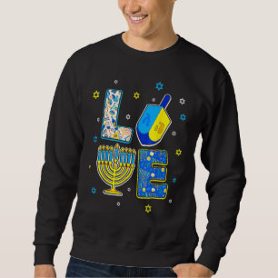 Cute LOVE Hanukkah Decorations Dreidel Menorah Cha Sweatshirt