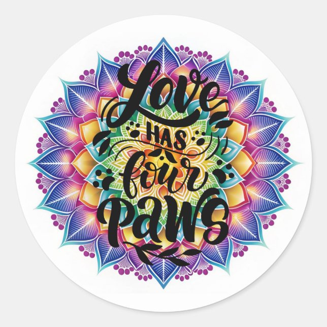 Cute Love Has Four Paws Square Sticker (Front)