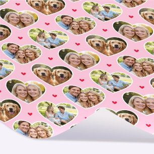 Cute Love Heart 4 Photo Elegant Pink Pattern Wrapping Paper