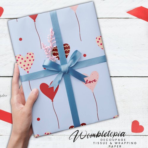 Cute Love Heart Balloon Pattern Wrapping Paper