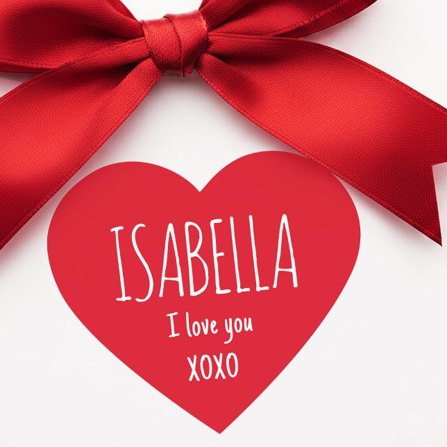 Cute Love Heart Custom Text Name Modern Valentine Heart Sticker (Creator Uploaded)