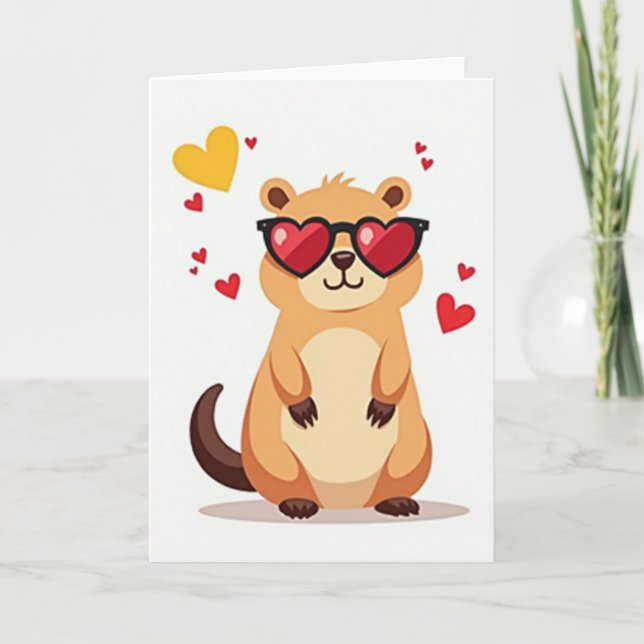 Cute Love Heart Glasses Card (Front)