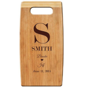 Cute Love Heart Initialed Bamboo Cutting Board