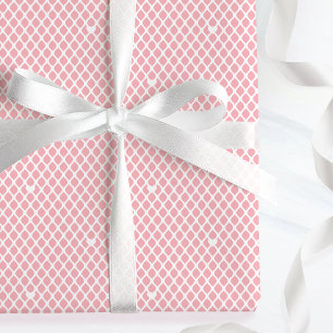 Cute Love Heart Lattice Mesh Pretty Pink Birthday Wrapping Paper