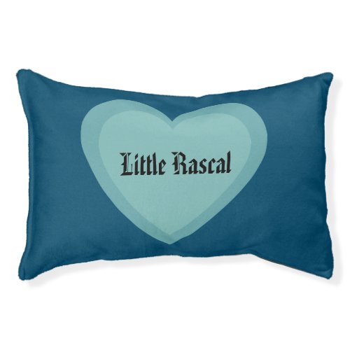Cute Love Heart Little Rascal Turquoise Blue Dog Pet Bed