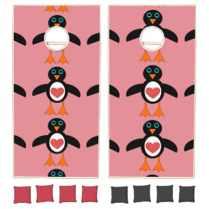 Cute Love heart penguin Cornhole Set