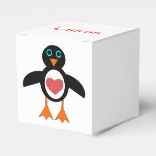 Cute Love Heart Penguin Custom Favor Box
