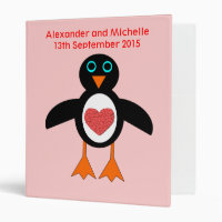 Cute Love Heart Penguin Custom Wedding Album