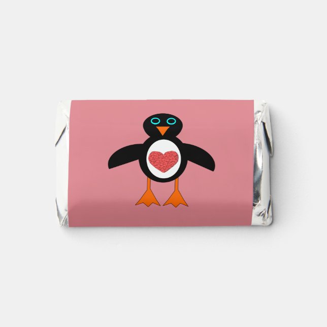 Cute Love Heart Penguin Custom Wedding Hershey's Miniatures (Front)