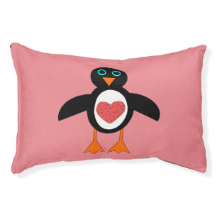 Cute Love Heart Penguin Dog Bed