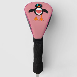 Cute Love Heart Penguin Golf Driver Cover