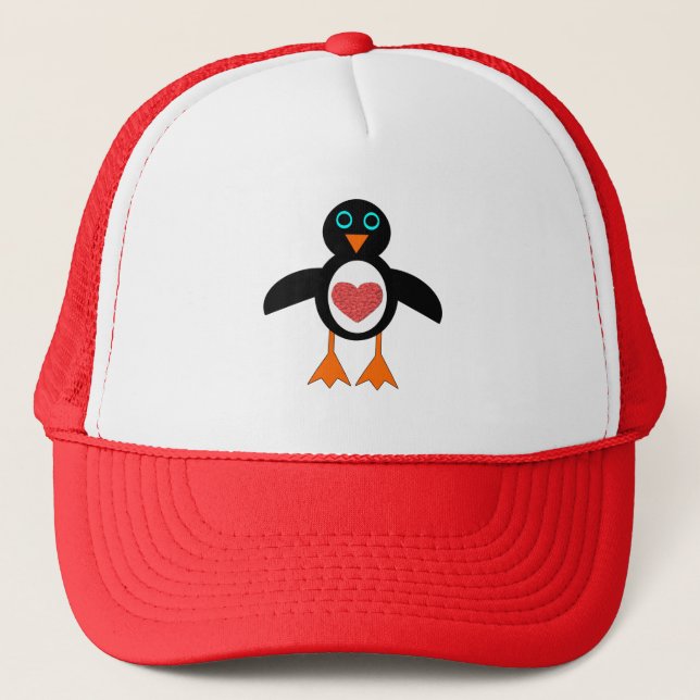 Cute Love Heart Penguin Hat (Front)