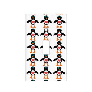 Cute Love Heart Penguin Light Switch Cover