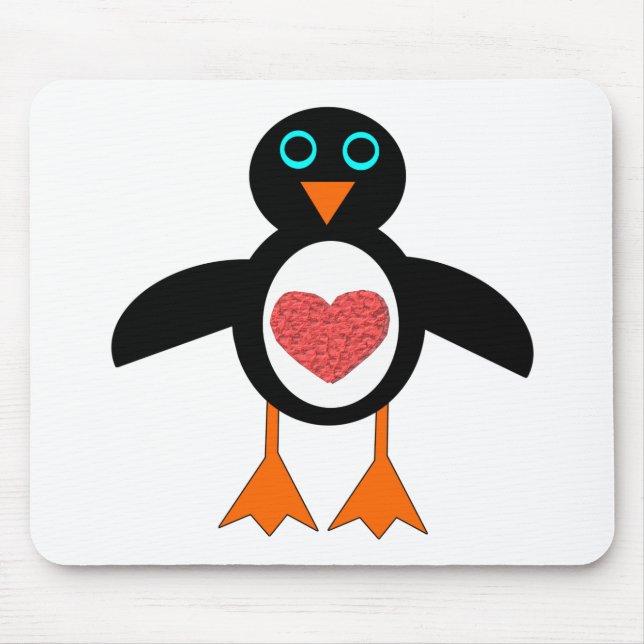 Cute Love Heart Penguin Mousepad (Front)