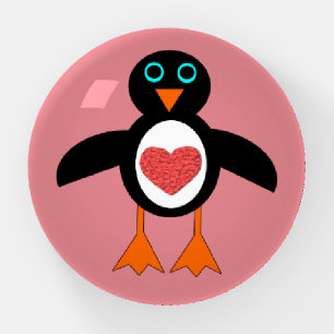 Cute Love Heart Penguin Paperweight
