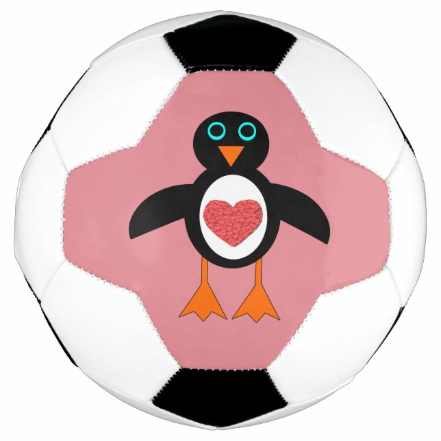 Cute Love Heart Penguin Soccer Ball (Front)