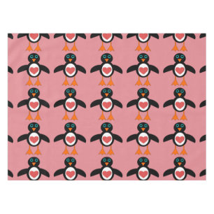 Cute Love Heart Penguin Tablecloth