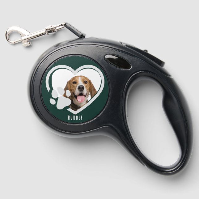 Cute Love Heart Pet Dog Photo Custom Retractable Pet Leash (Front)