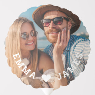 Cute Love Heart Photo Couples Personalized Names Balloon