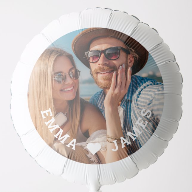 Cute Love Heart Photo Couples Personalized Names Balloon (Front)